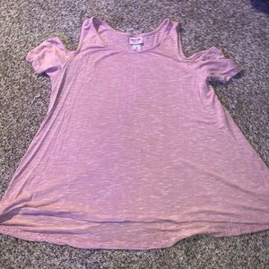 pink cold shoulder top